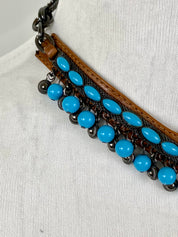 Leather & beads choker for