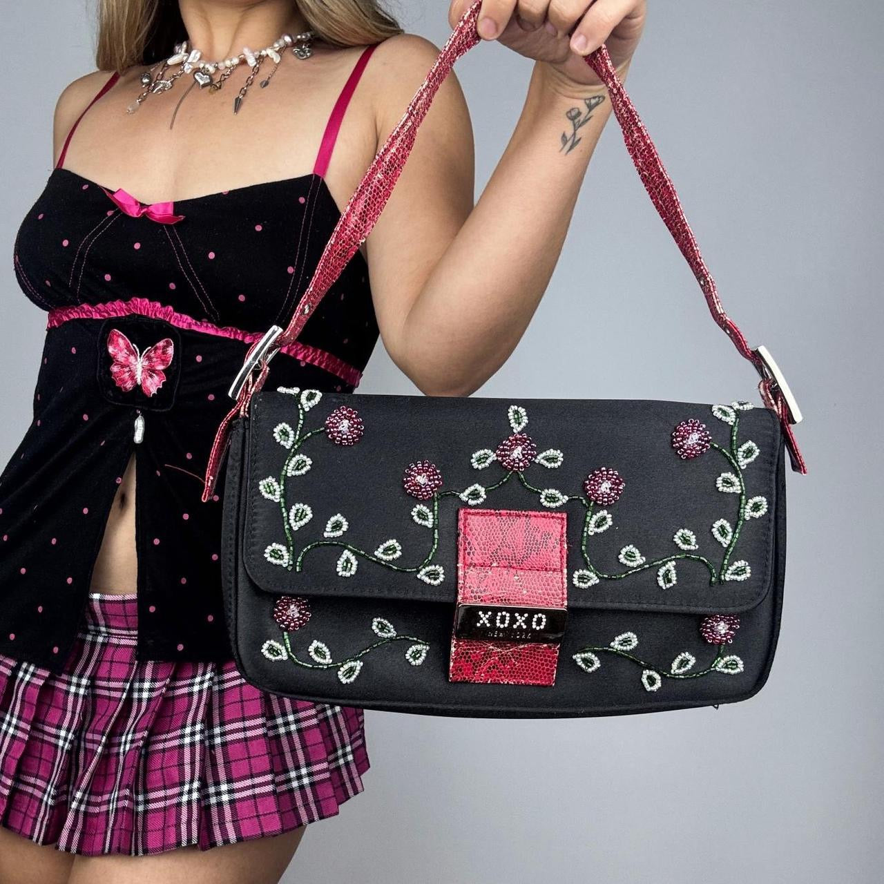 XOXO Beaded Baguette Bag