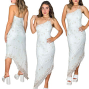 Angelic Vintage Beaded Silk Gown (L)