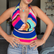 Colorful Stripe Cowl Neck Top (XS-XL)
