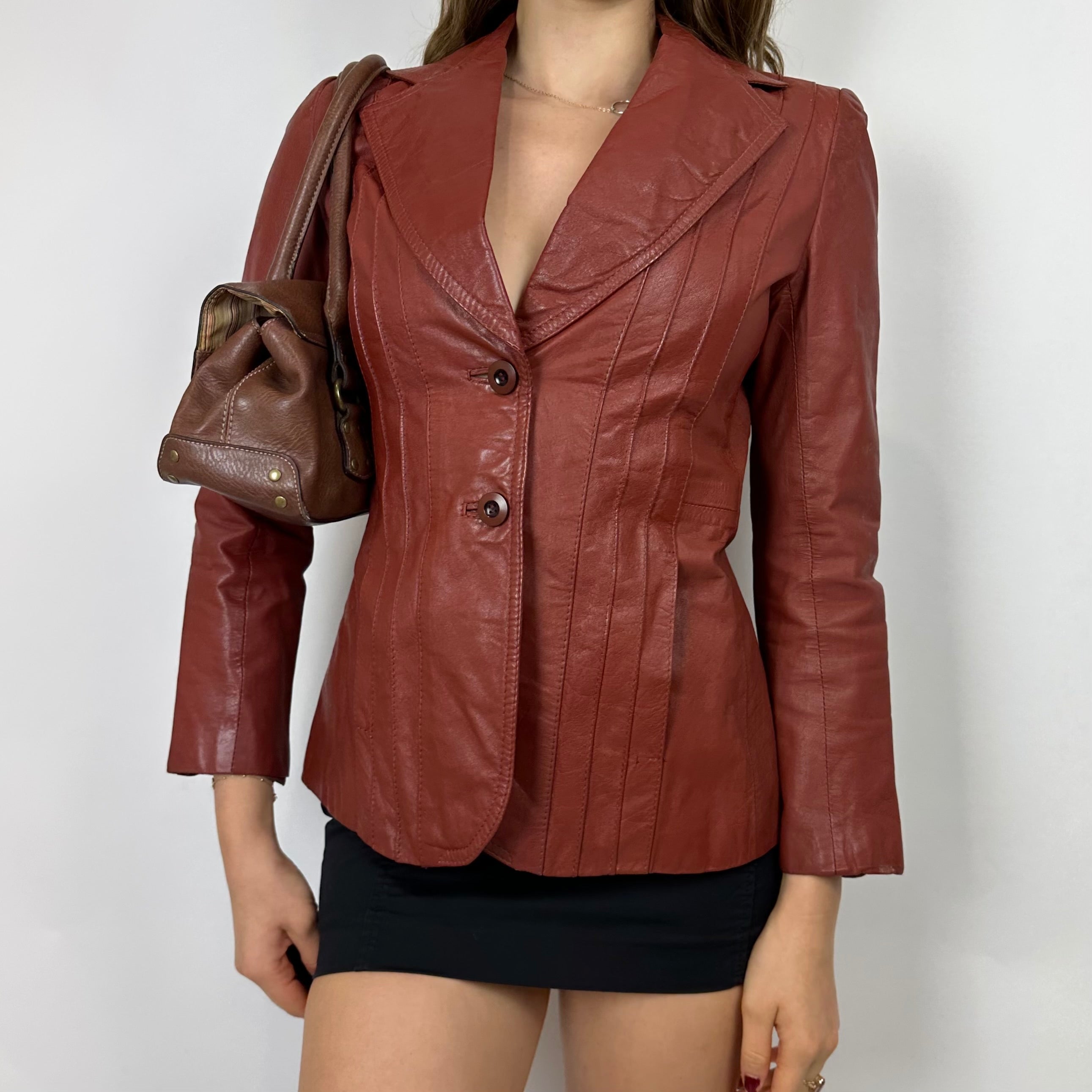Vintage Latte Faux Leather Bag