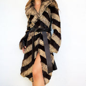 Genuine Leather & Rabbit Fur Trench Coat (M)