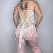 Lace & Fringe Open Belly Top (M/L)