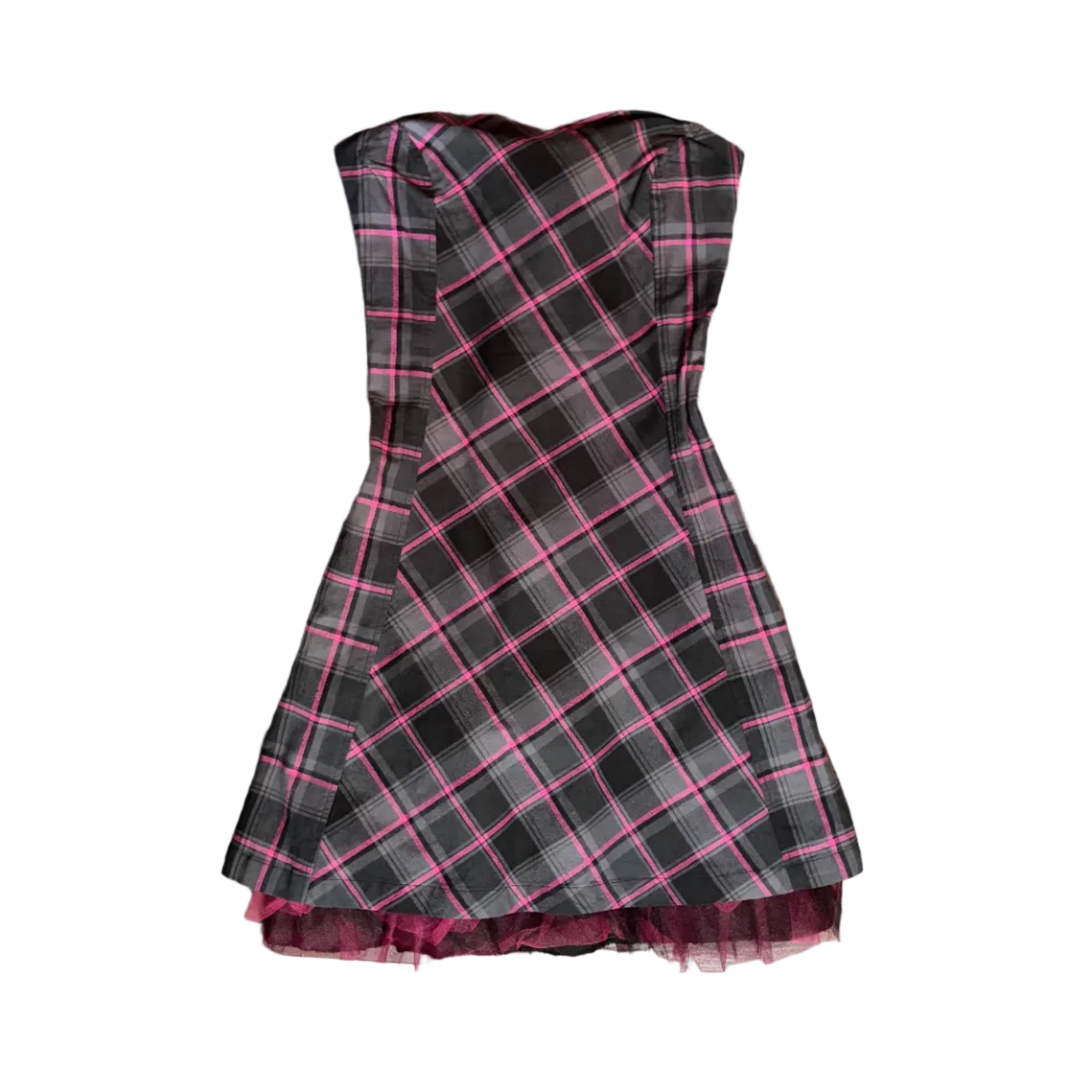 Pink Plaid Mall Goth Dress (S)