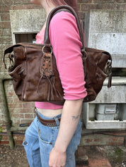Vintage Ponyhair IKKS Boho Chic Eyelet Hand Bag