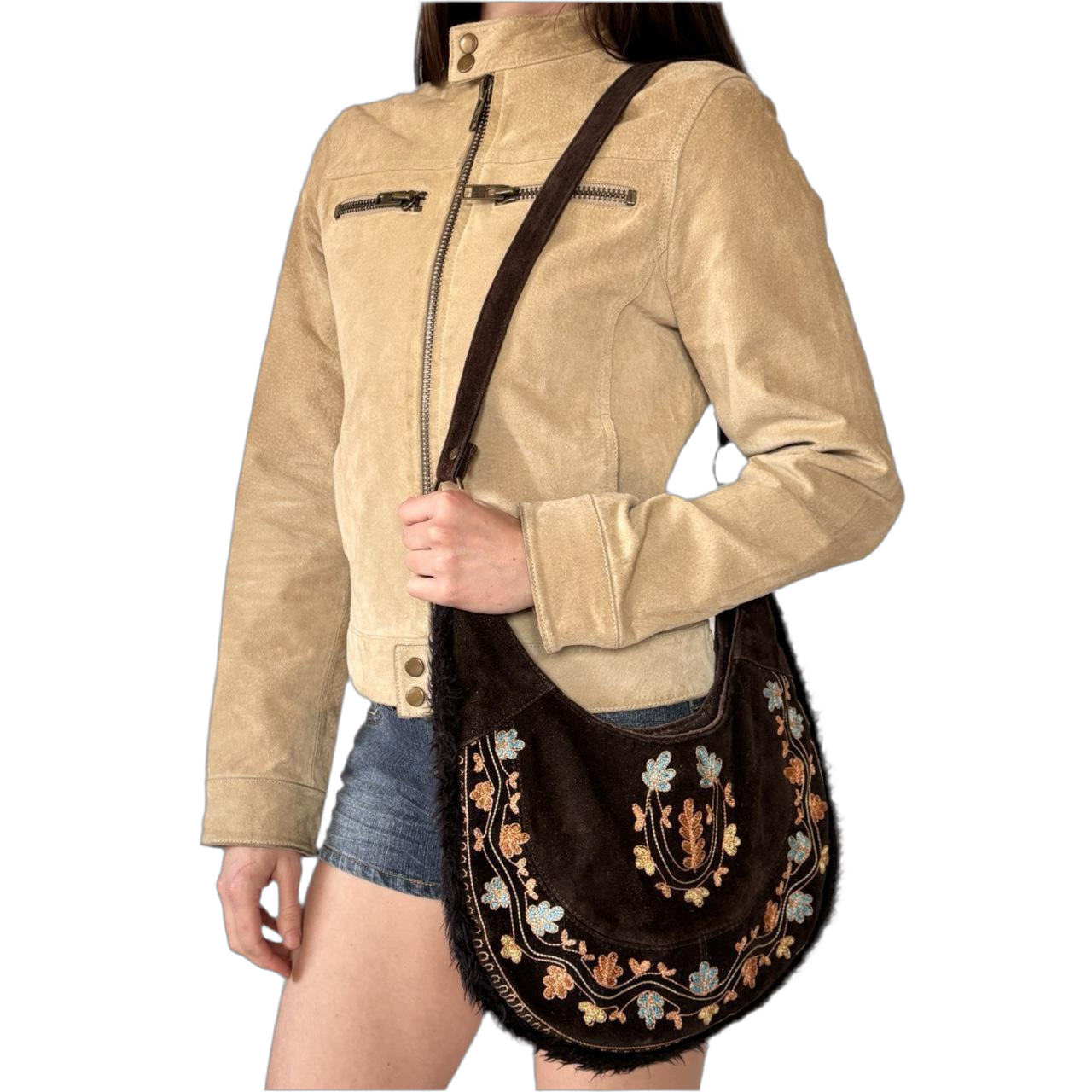 Y2K Does 70s Embroidered Suede Purse
