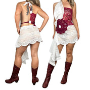 Bordeaux Lace Patch Dress (M)