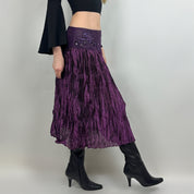 Whimsical Purple Low Rise Midi Skirt (S)