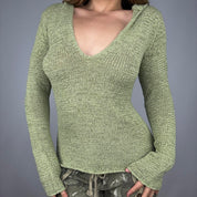 Matcha Green Hooded Knit Top (M/L)