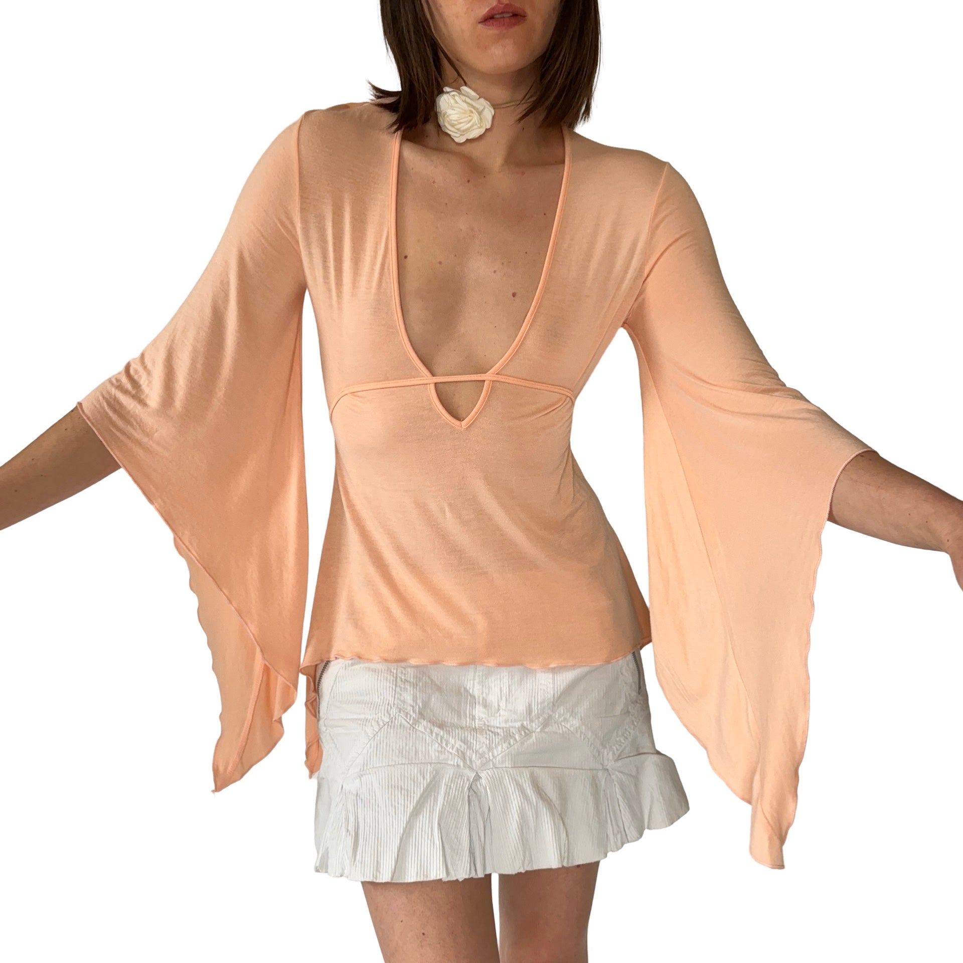 Y2K Peach Whimsy Top (S)
