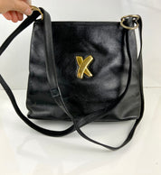 Paloma Picasso Vintage Black Soft Leather Shoulder/Crossbody Tote Bag