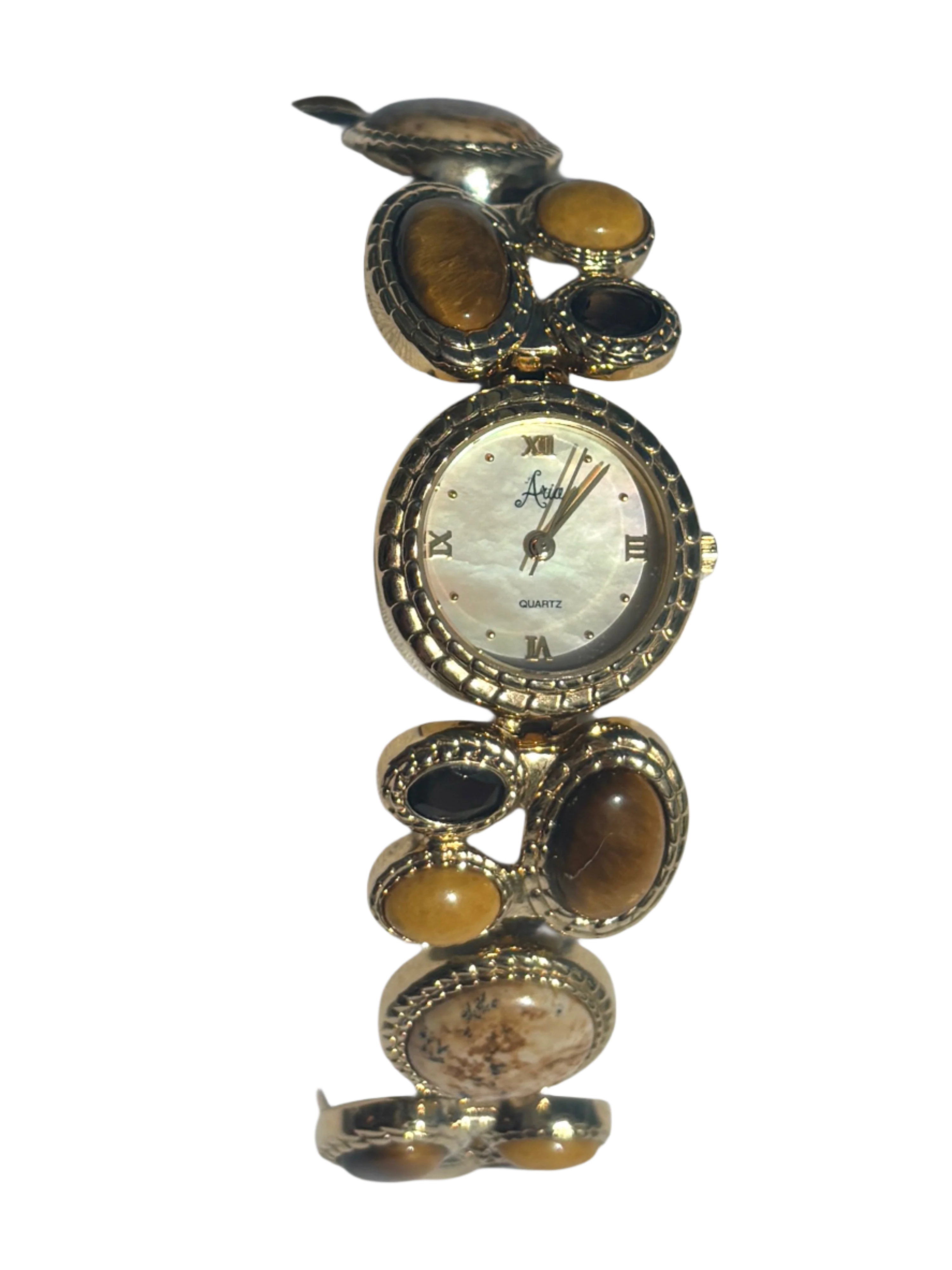 2000s golden stone & pearl watch