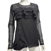 Vintage Cop Copine Ruffle Mesh Longsleeve Top (S/M)