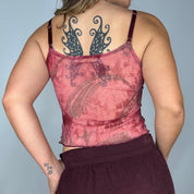 Y2K Vampy Burgundy Velvet & Mesh Cami (M)