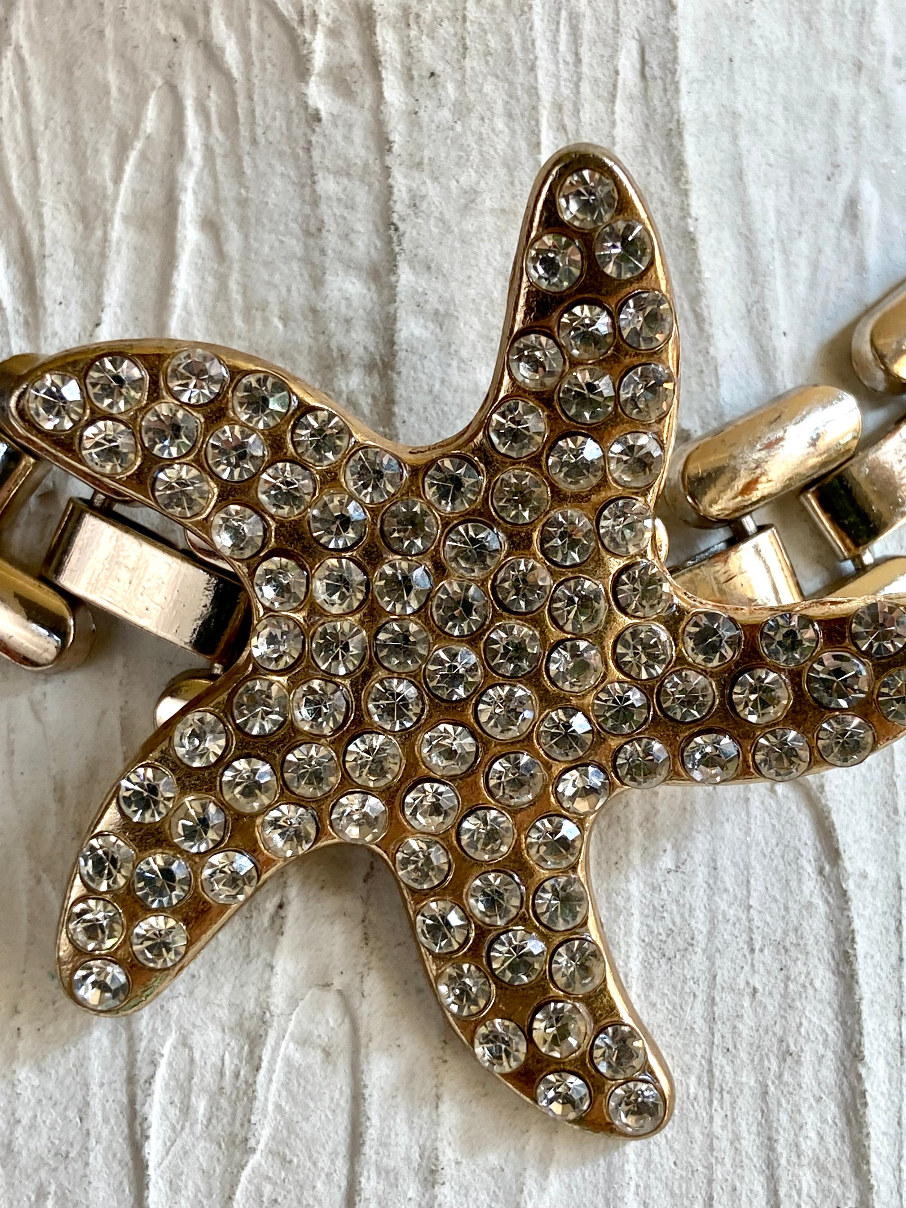 Diamond gold starfish choker
