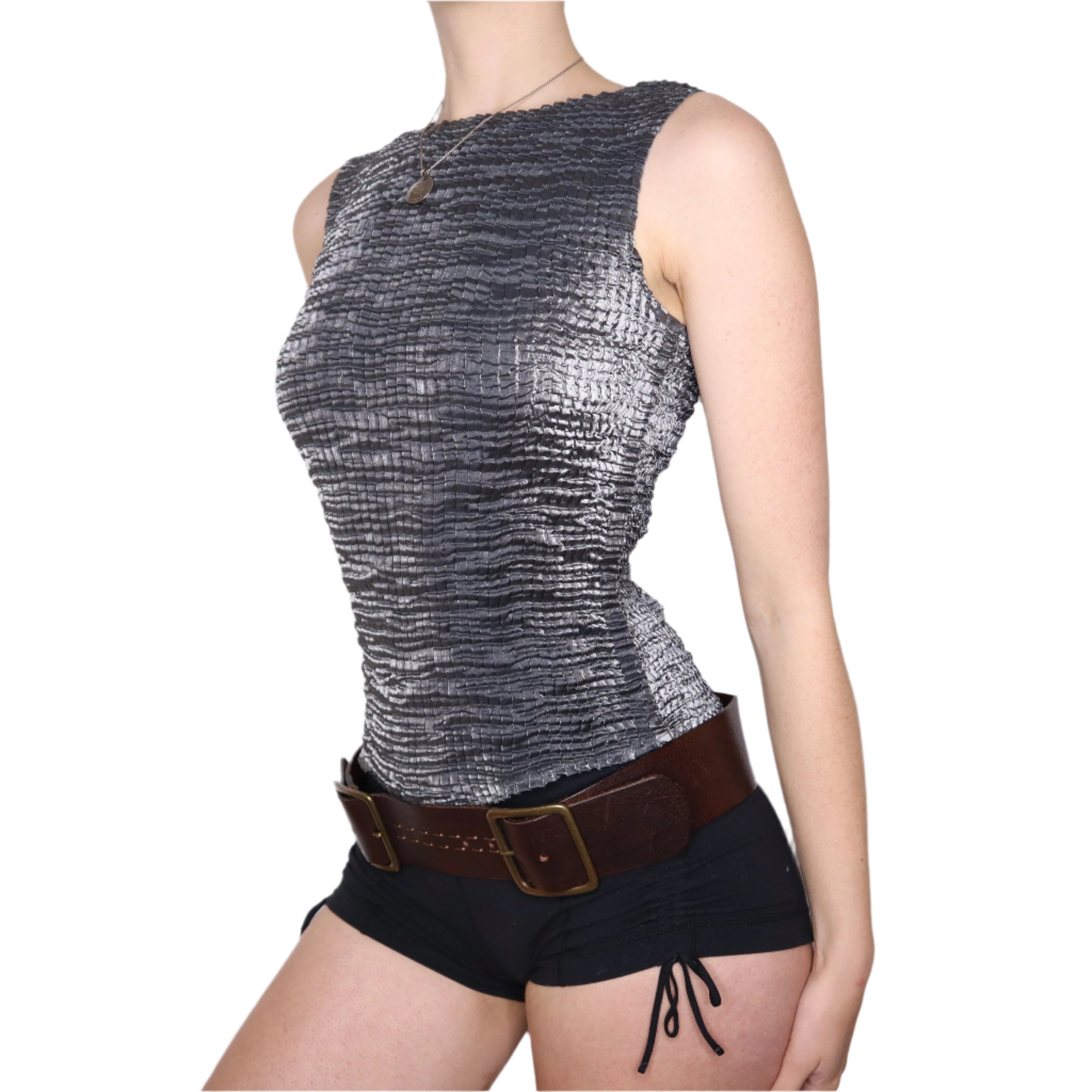 90s Textured Silver Tank Top (M)