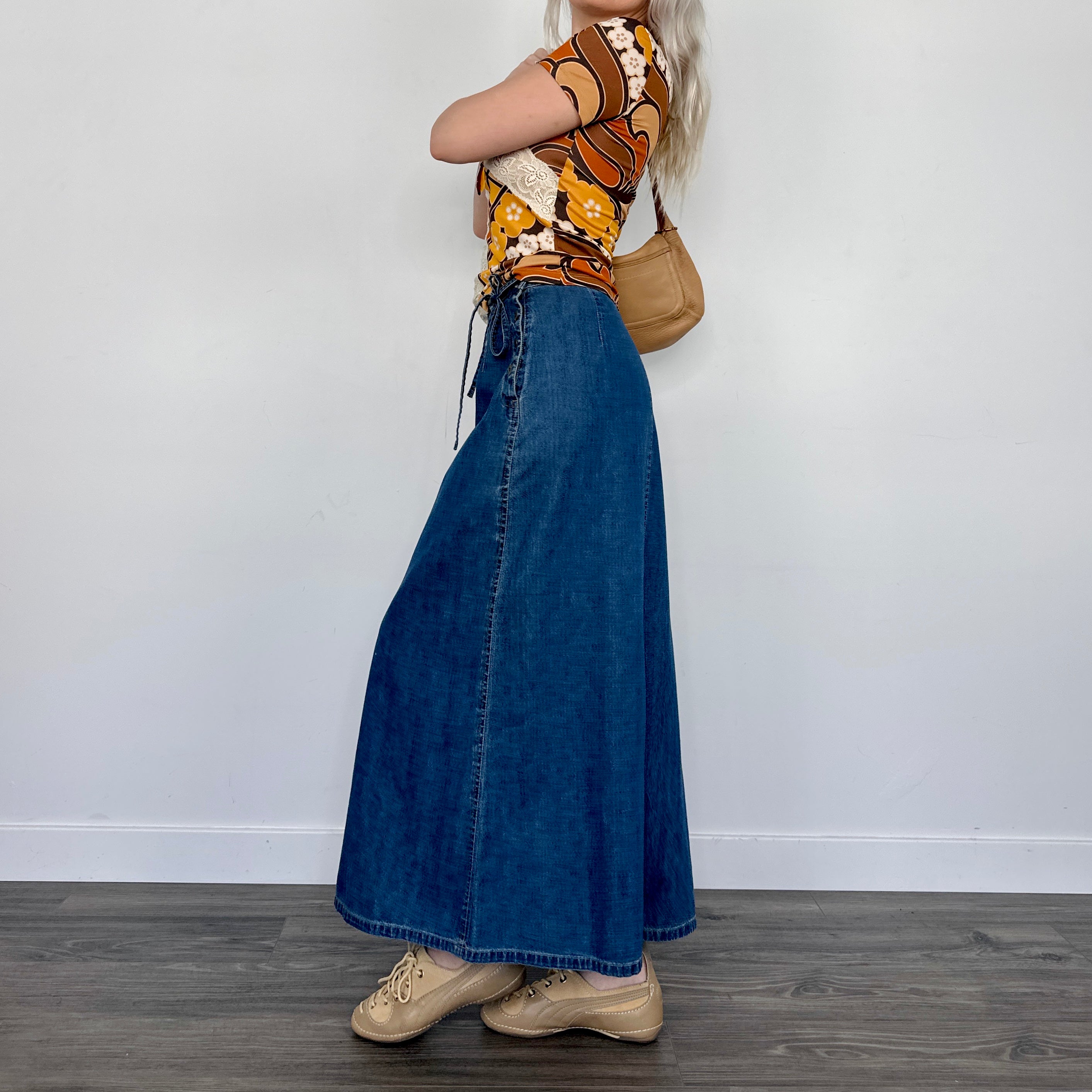 Vintage Denim Maxi Skirt (S)