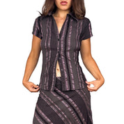 Y2K Pinstripe Maxi Skirt Set (L)