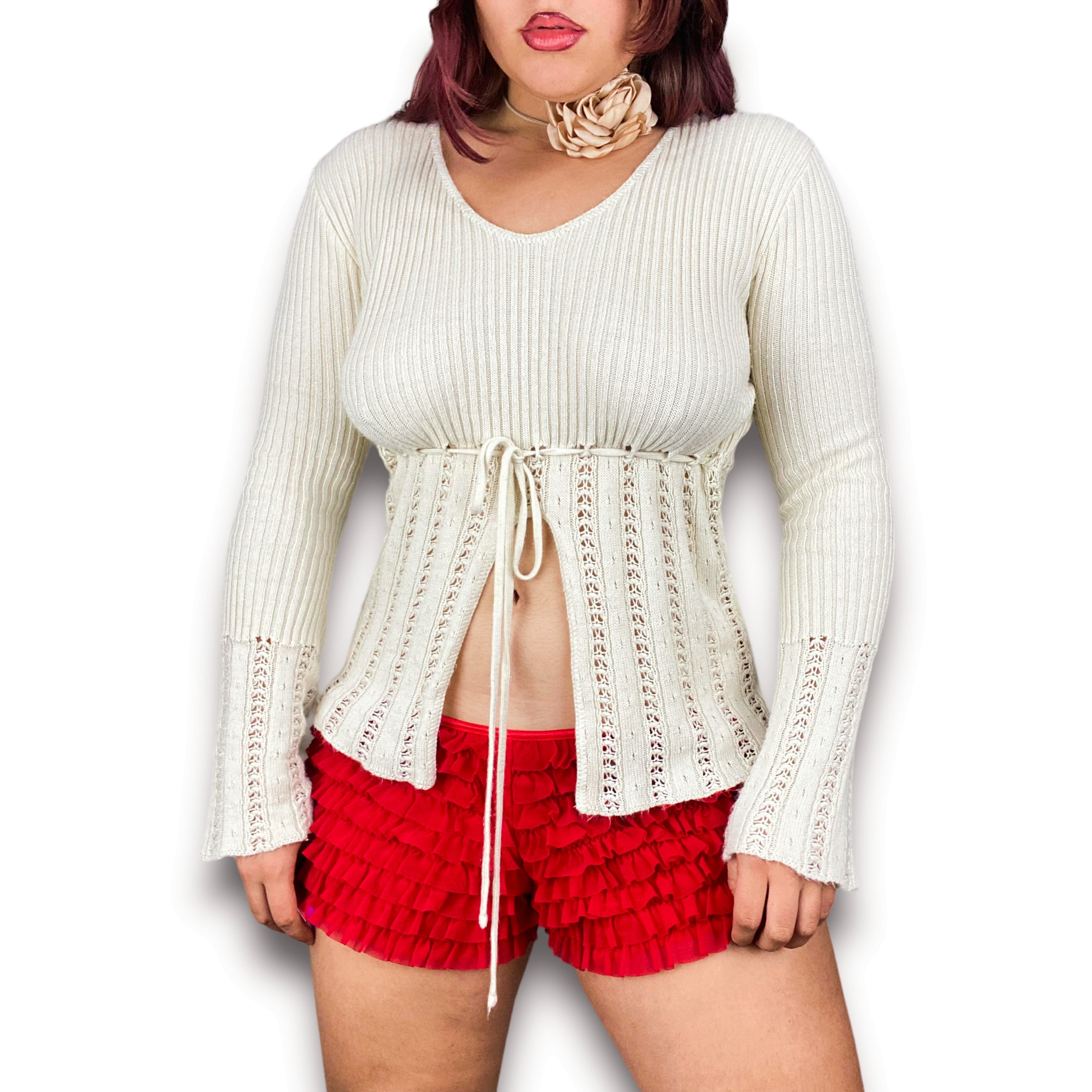90s Cream Cutout Sweater (L)