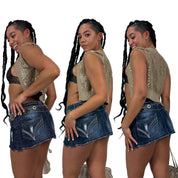 2000s Dark Wash Denim Mini Skirt (M)
