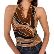 Y2K Brown Cowl Neck Tank (S)