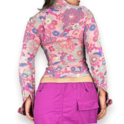 2000s Silk Floral Button Down (XS)