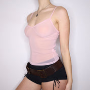 Y2K Baby Pink Mesh Cami (XS)