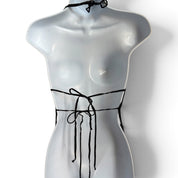 Vintage embellished mesh halter top (XS-M)
