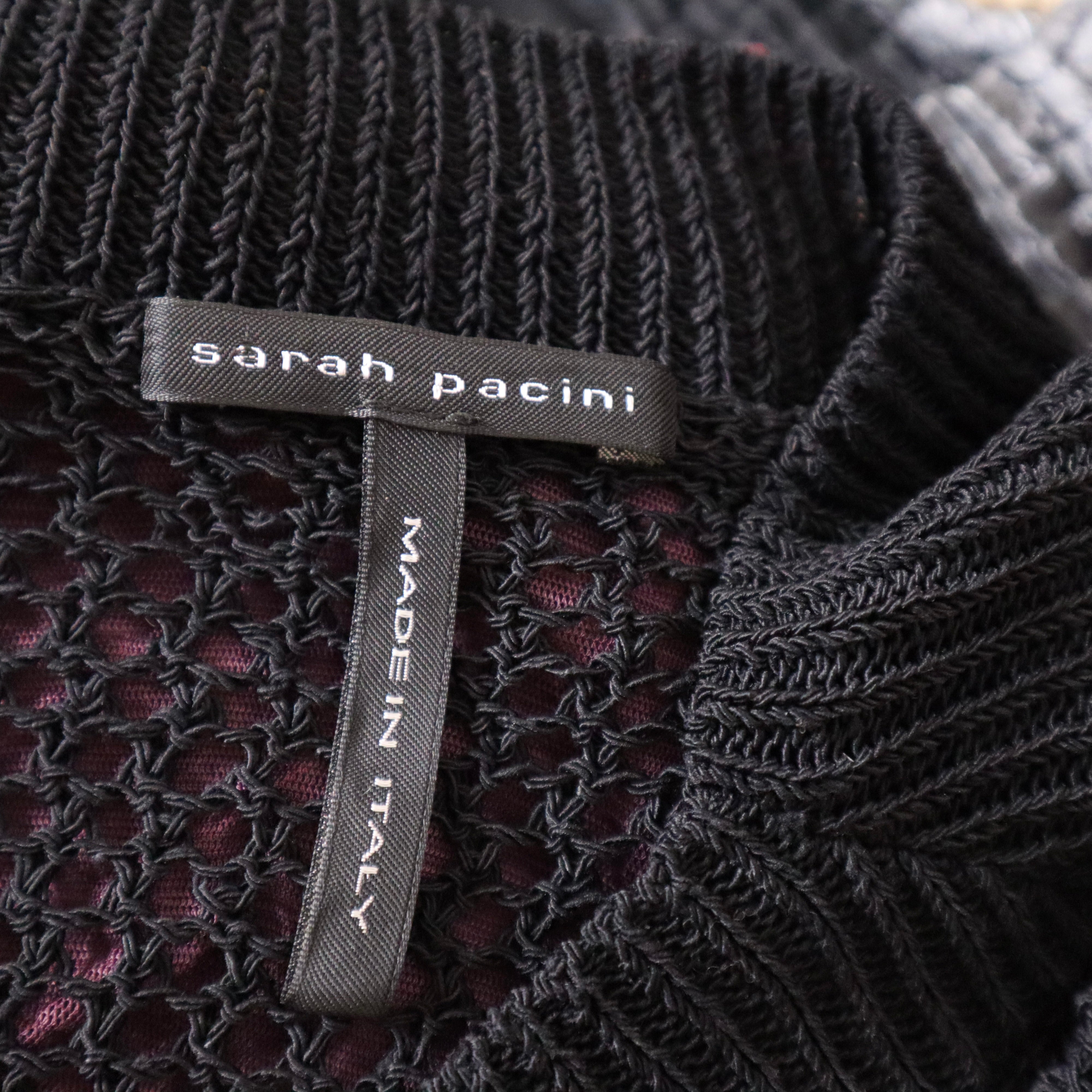 Y2K SARAH PACINI Black Open Knit Slouchy Sweater (L/XL)