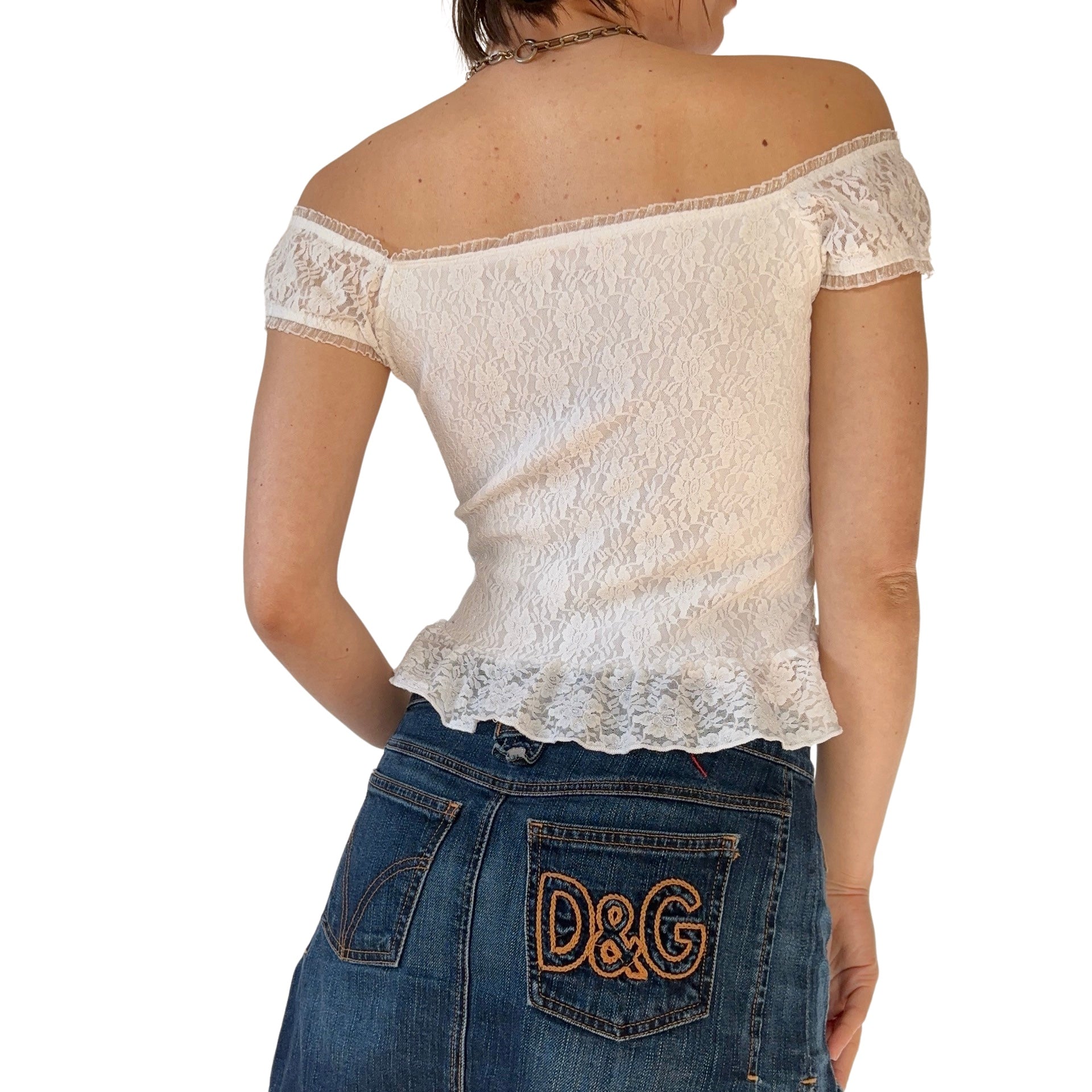 2000s White Lace Top (S)