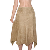 Y2K Italian Tan Faux Suede Fairy Maxi Skirt (S)
