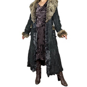 Pablo Valentino Parisian Vintage Fur Trim Suede Leather Patchwork Coat (M/L)