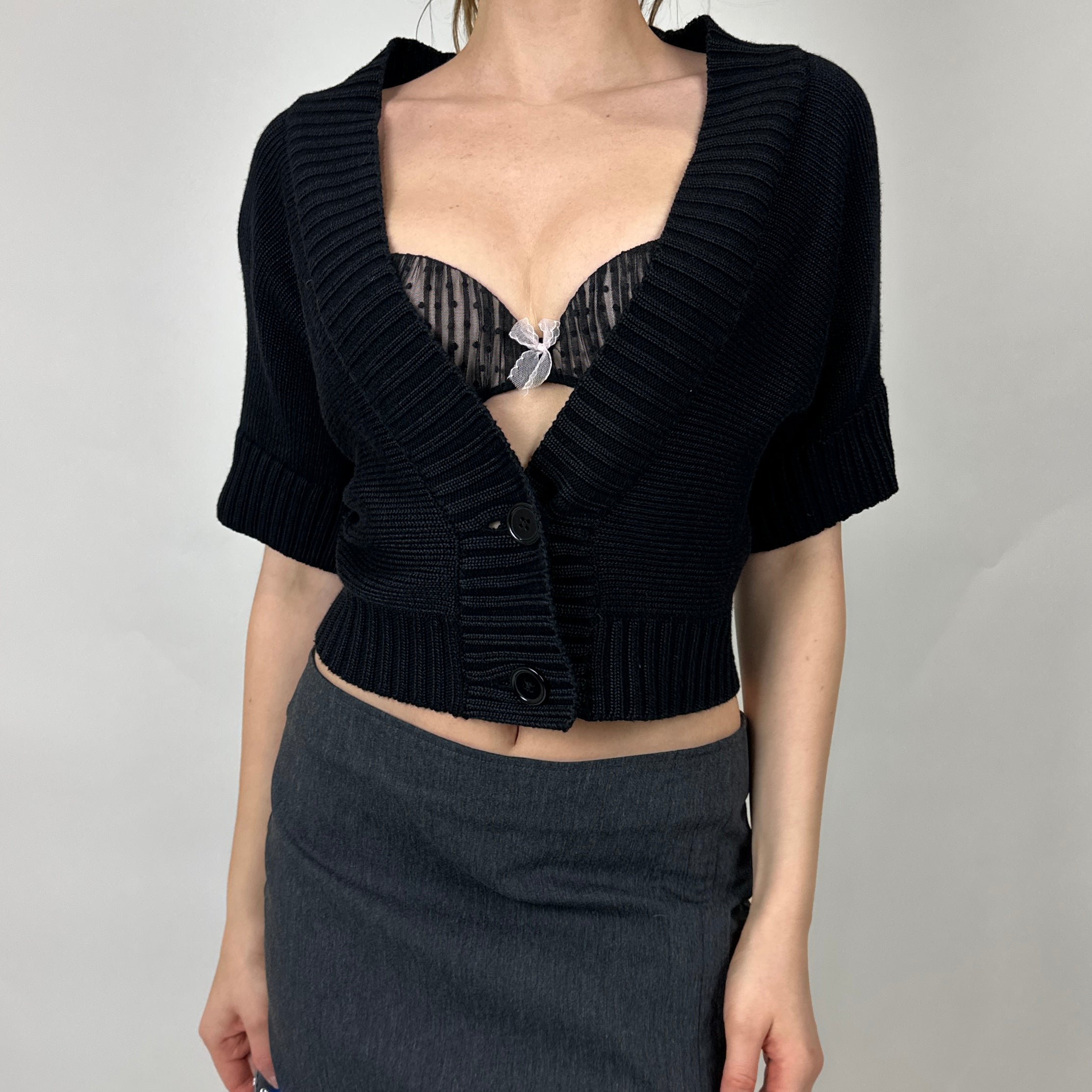 90’s Black Knit Crop Top (S/M)