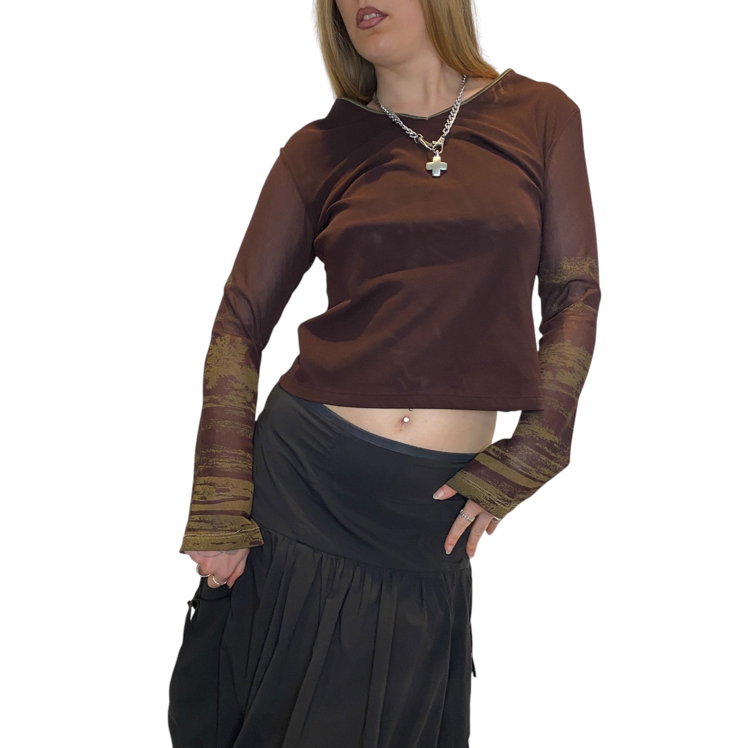 Vintage Mesh Long Sleeve Top (S/M)