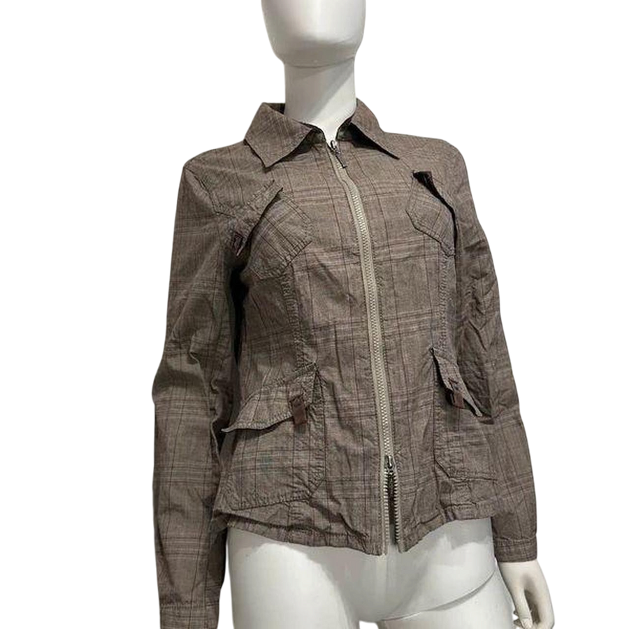 Vintage Plaid Utility Dual Zip Jacket (M)