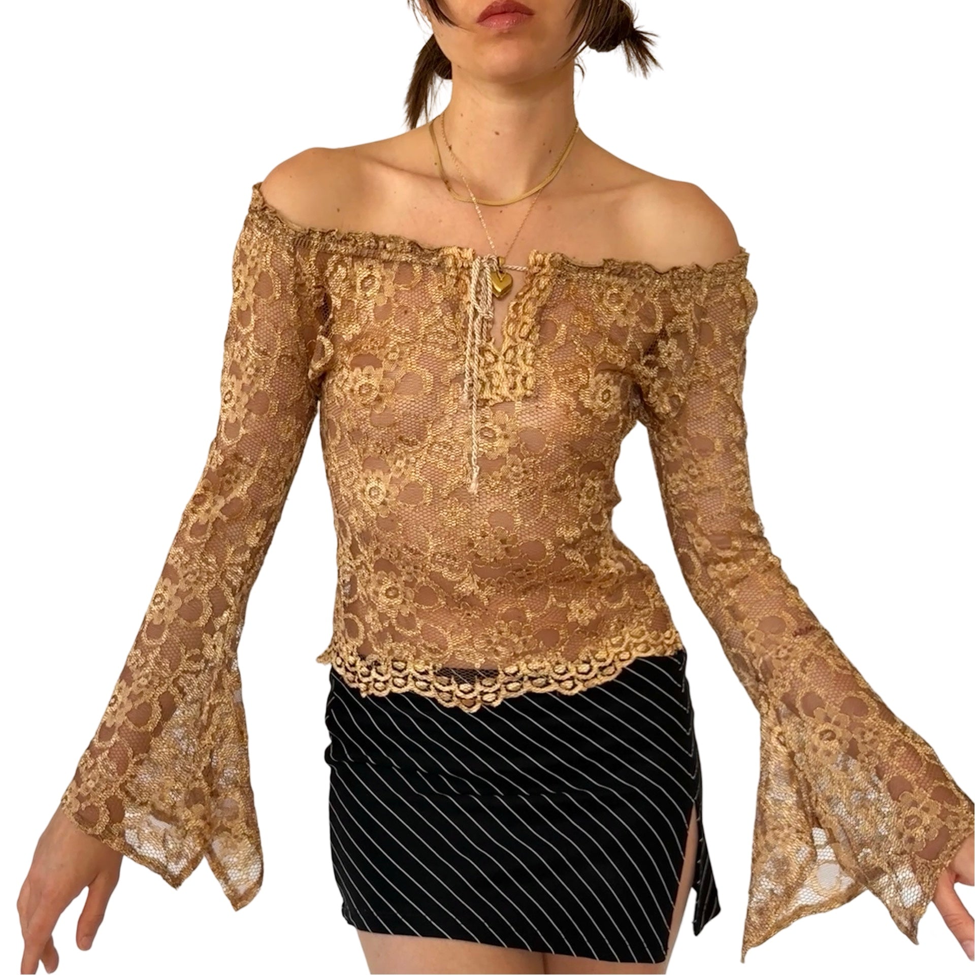 Y2K Boho Bell Sleeve Top (XS/S)