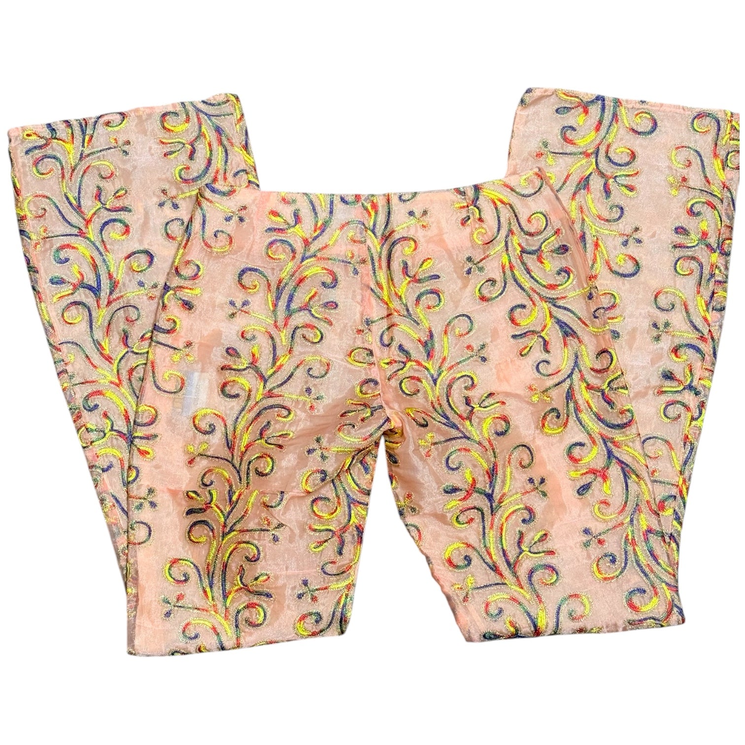 Vintage JNCO peach & rainbow low rise flares (S)