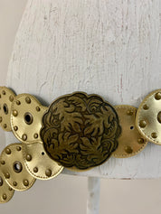 Gold leather waist belt