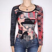 Y2K CUSTO BARCELONA Graphic Long Sleeve Top (S)