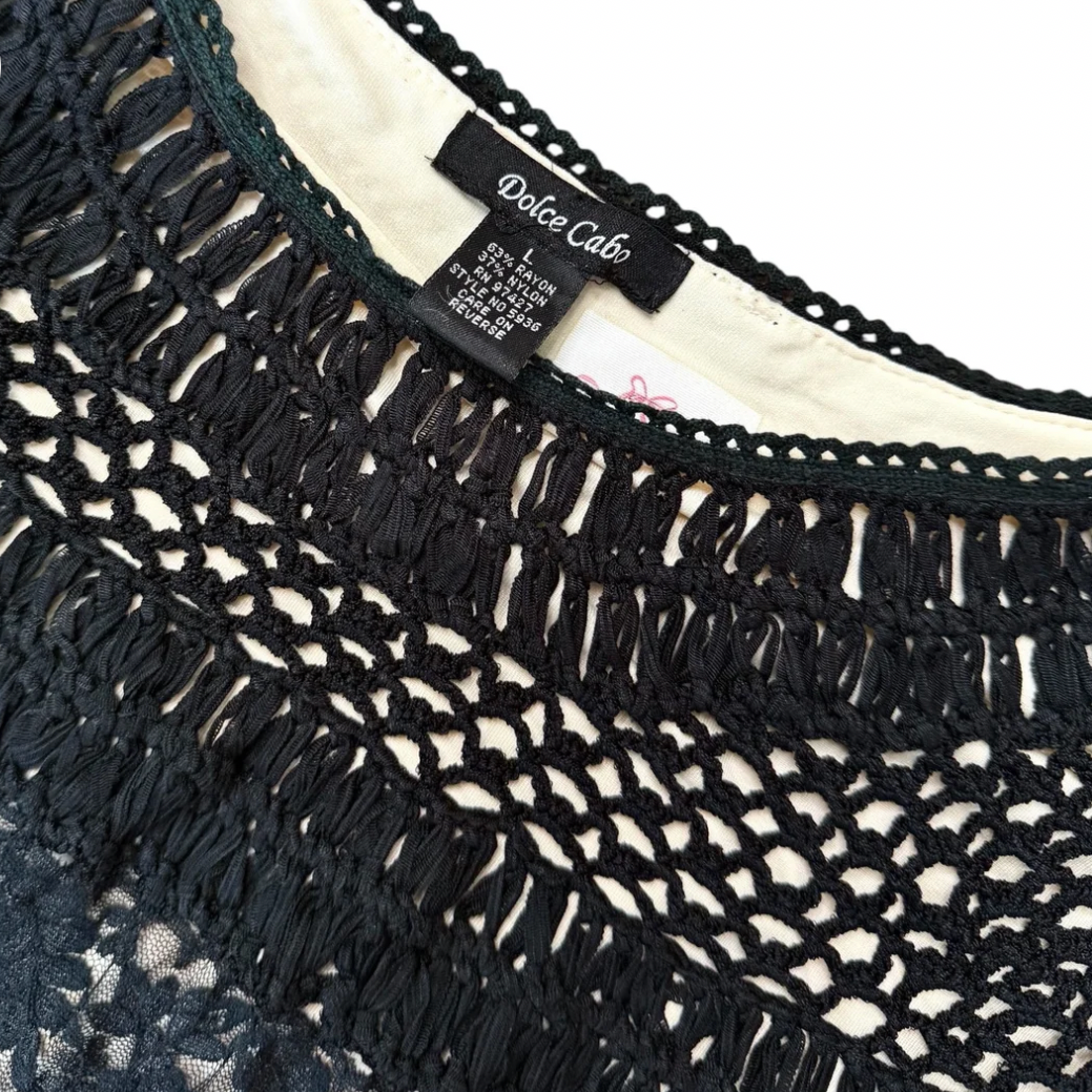 Dolce Cabo Black & Cream Crotchet Blouse (L)
