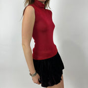 90s Scarlet Beaded Turtle Neck Tank Top (M)