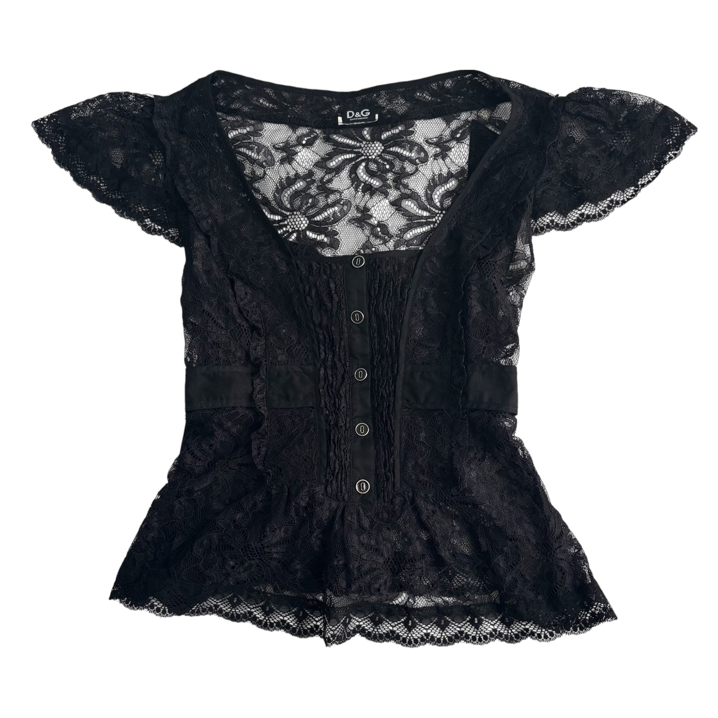D&G Sheer Lace Ribbon Top (M)