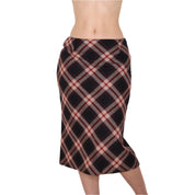 90s Italian Plaid Wool Midi Skirt (S)