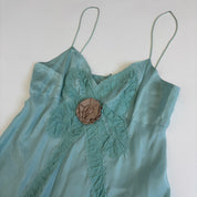French Silk Baby Blue Bow Dress (XS)