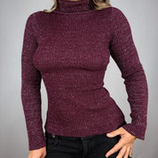 90s Burgundy Shimmer Turtleneck (M)