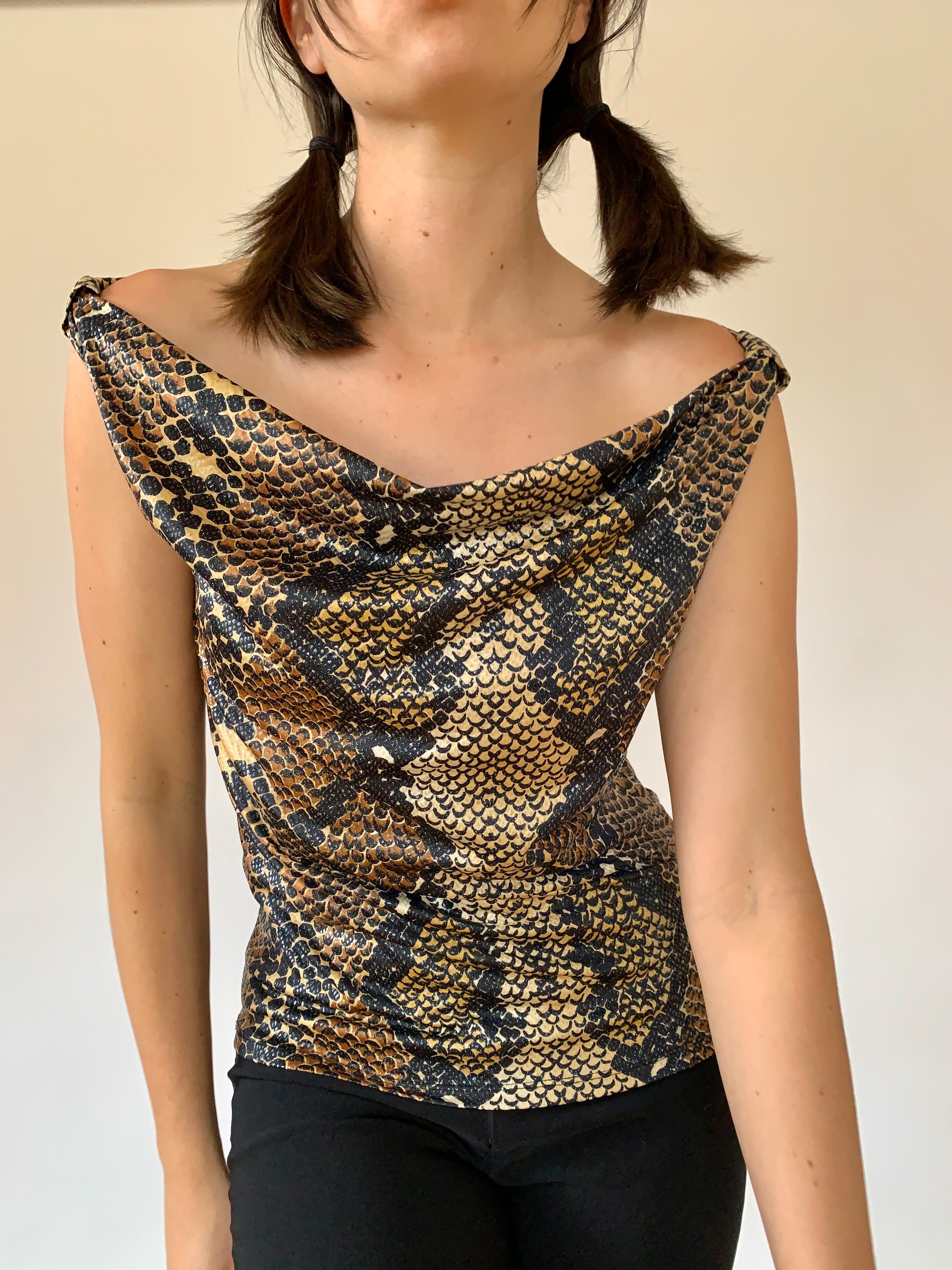 Snakeskin Cowl Neck Tank (S/M)