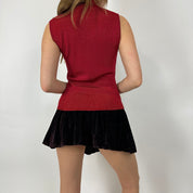 90s Scarlet Beaded Turtle Neck Tank Top (M)