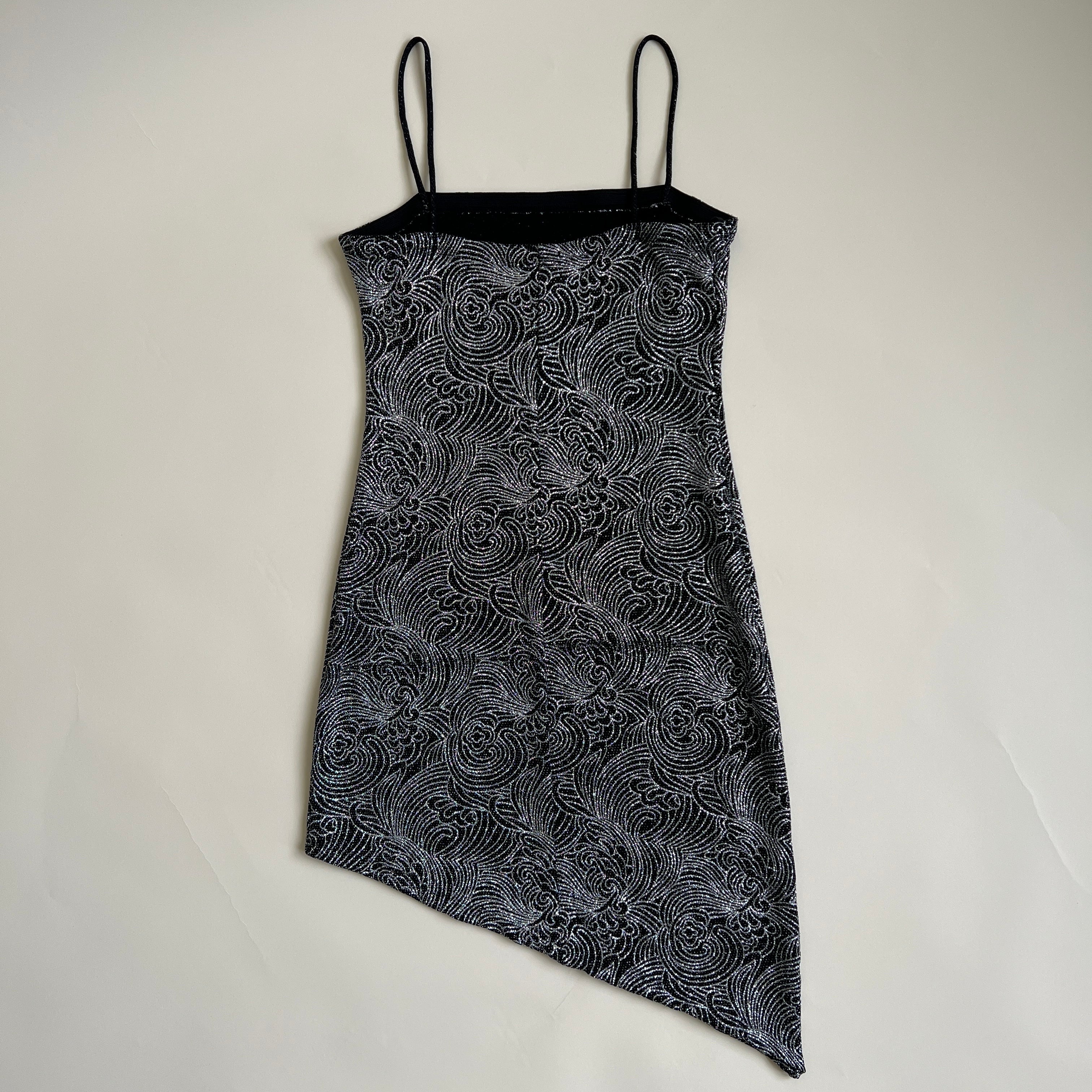 Vintage 90s asymmetrical glitter dress - M/L