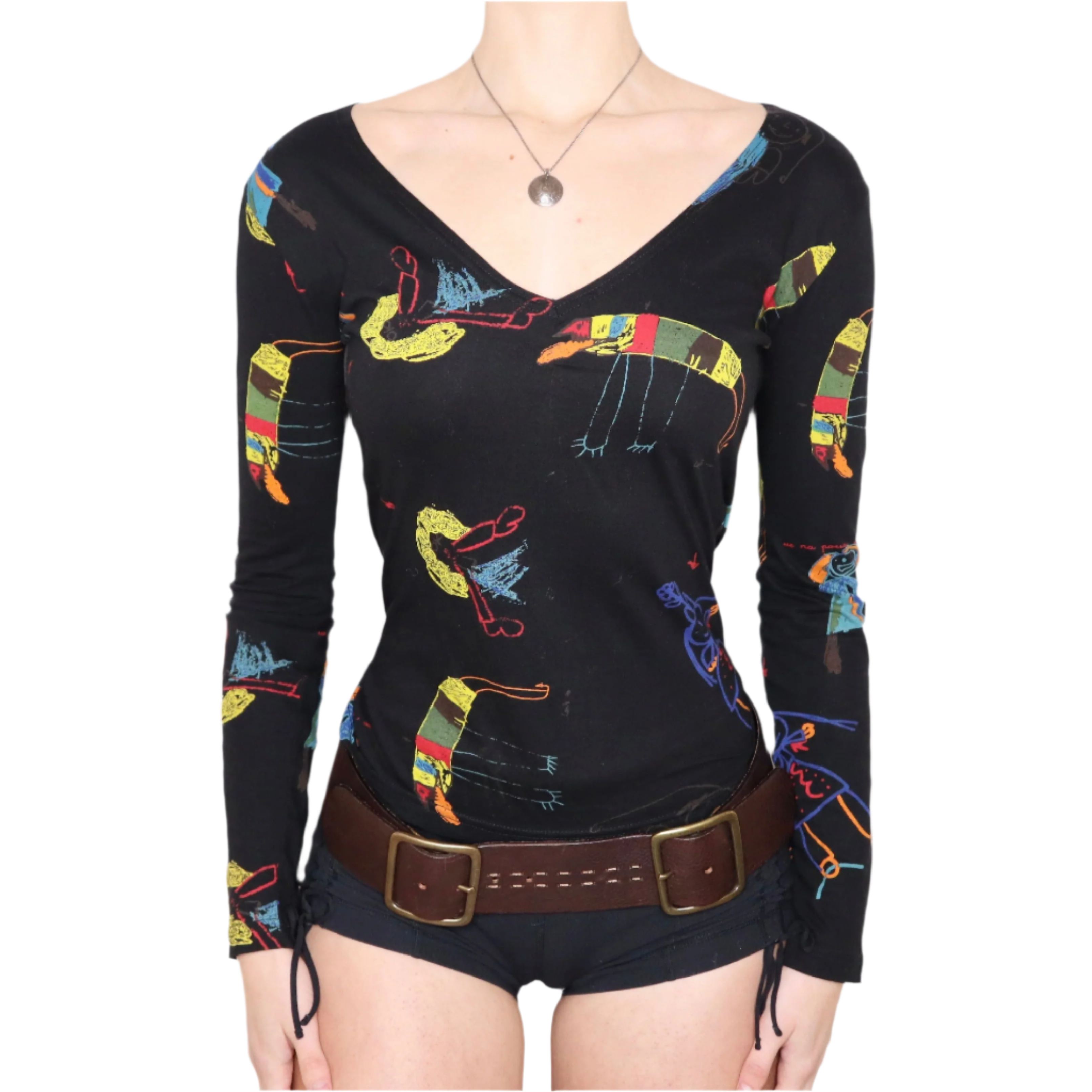 Y2K DESIGUAL Graphic Long Sleeve Tee (M)