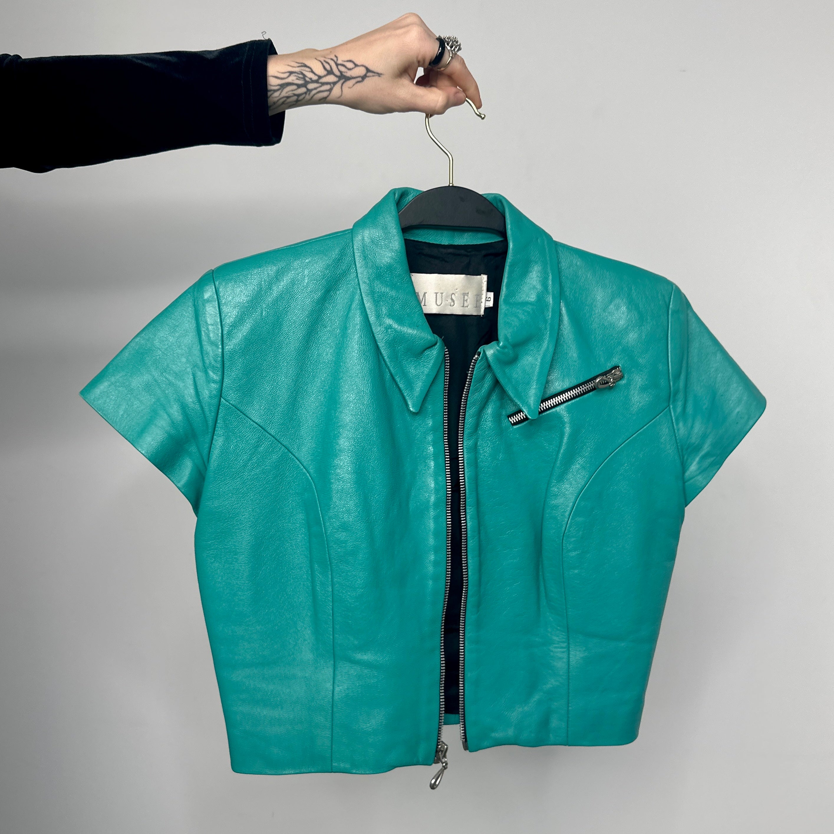 Vintage Teal Leather Top (S)